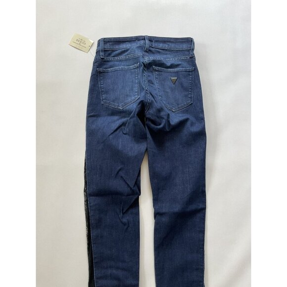 Guess Women’s Sexy Curve Skinny Jeans Side Lace Details In Blue Size 24 - Picture 8 of 11